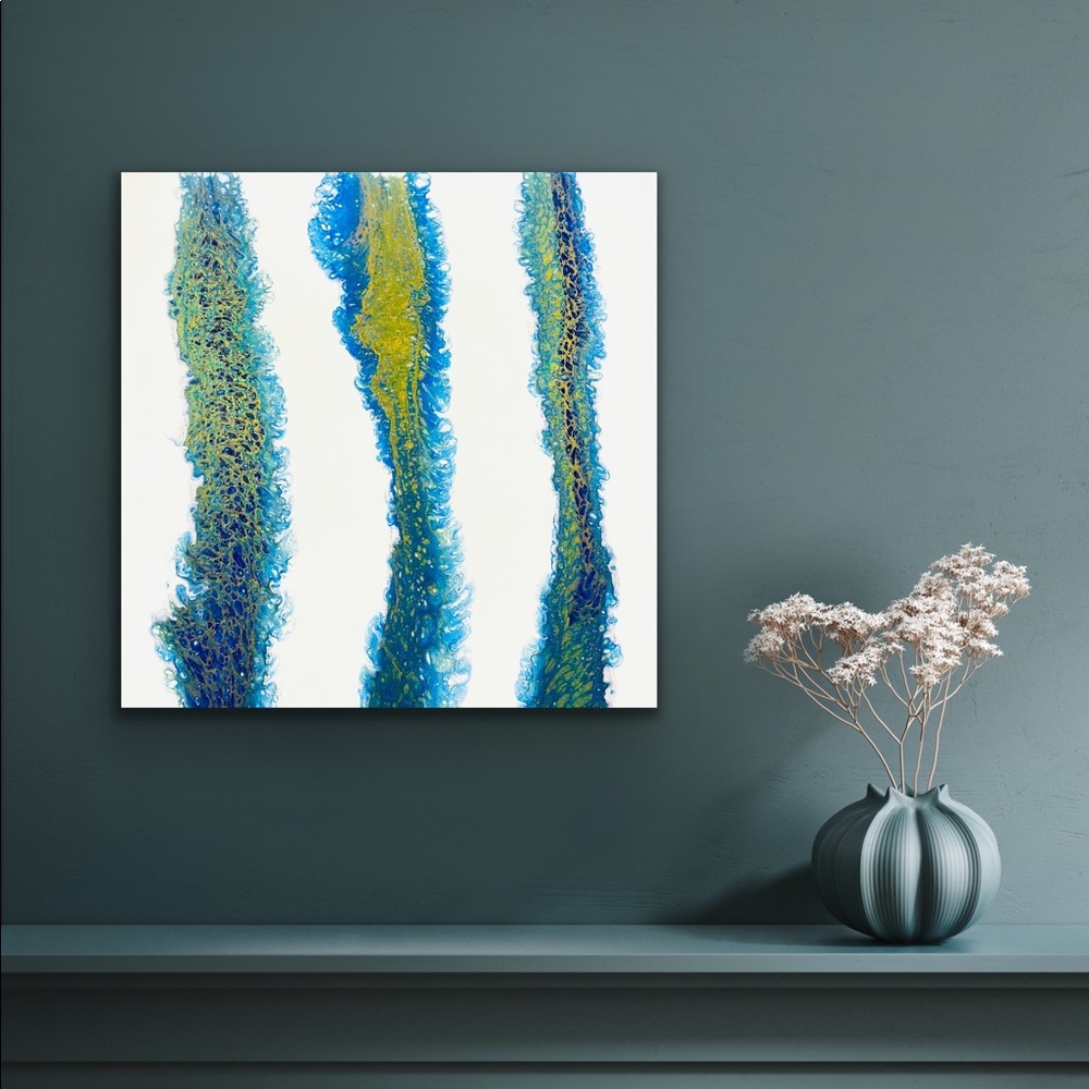 “Leopard Print”- Abstract Fluid Art Original Painting on 14x14 Canvas